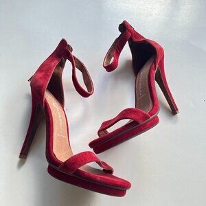 Jeffrey‎ Campbell Ibiza Red Suede Burke Ankle Strap Heels Shoes Womens Size 9